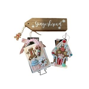 gingerbread Christmas ornaments or tiered tray decor- NWT